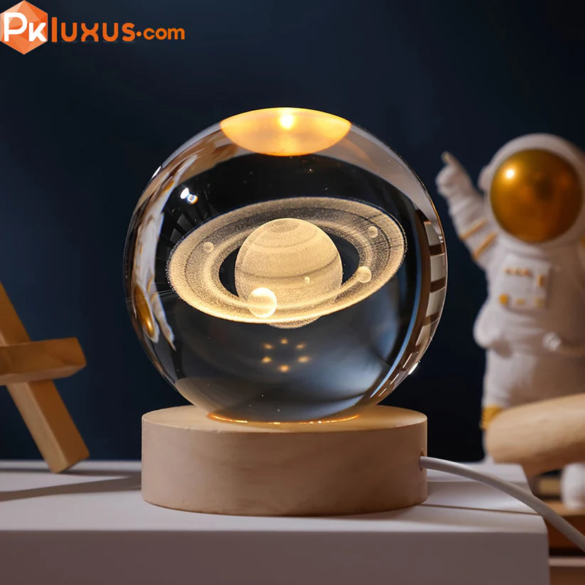 3D Laser-Engraved Crystal Ball Night Light - USB Powered Lamp